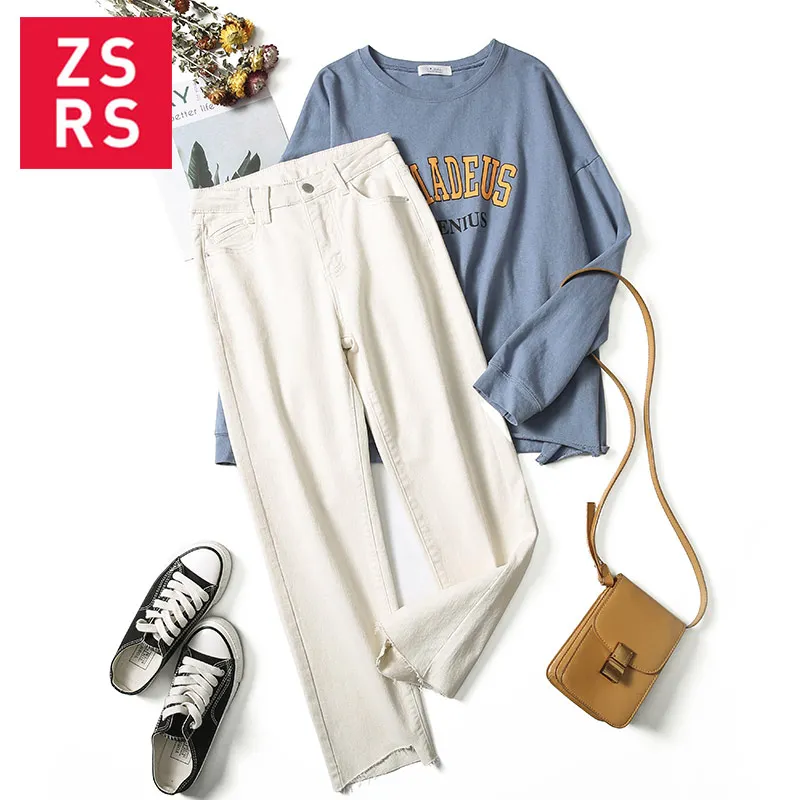 Женские джинсы с высокой талией Zsrs одежда для мам белые винтажные 2020 весенние