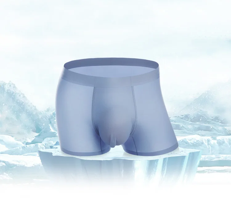 Летние Ice Silk, для мужчин нижнее бельё для девочек бесшовное, прозрачное, Короткие трусы-боксеры ультра тонкая воздухопроницаемая комфортная обувь трусики/нижнее белье с принтом