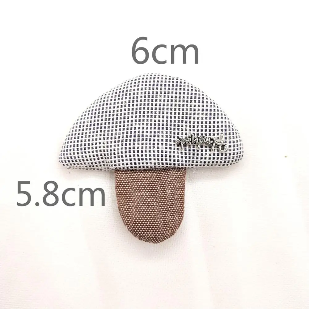 12pcs Cloth Plaid Mushroom Patch DIY Sewing Clothing Headwear Hair Clip Shoes Bag Accessories Handicraft Materials