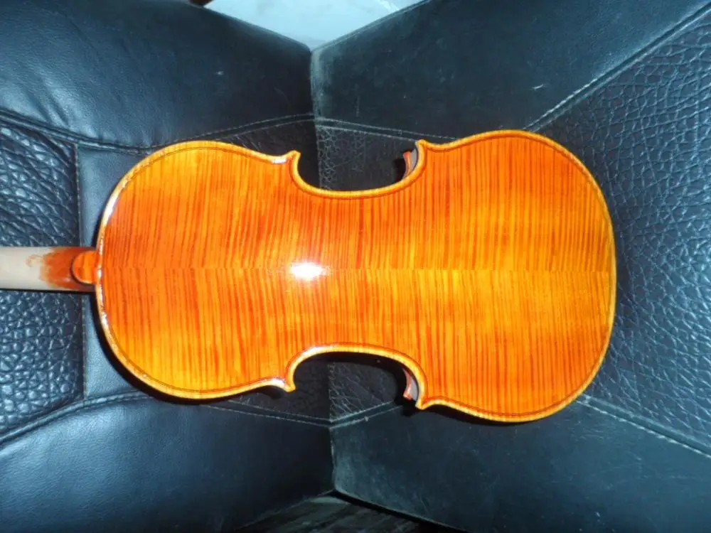 

Free Shipping Professional level 100% handmade violin 4/4 3/4 Solid wood Pure natural tiger yellow violin with Accessories box