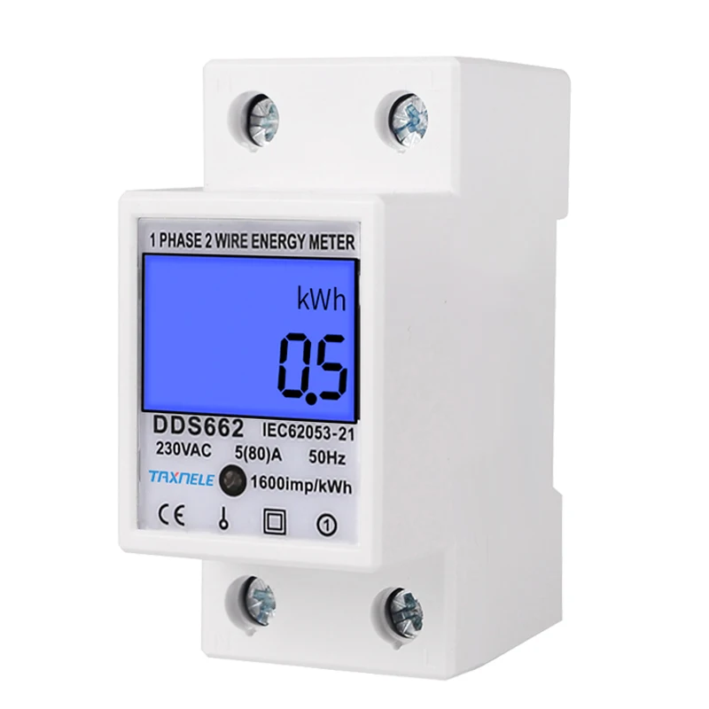 230V Din Rail Single Phase LCD Digital Power Consumption Energy Electric Meter 