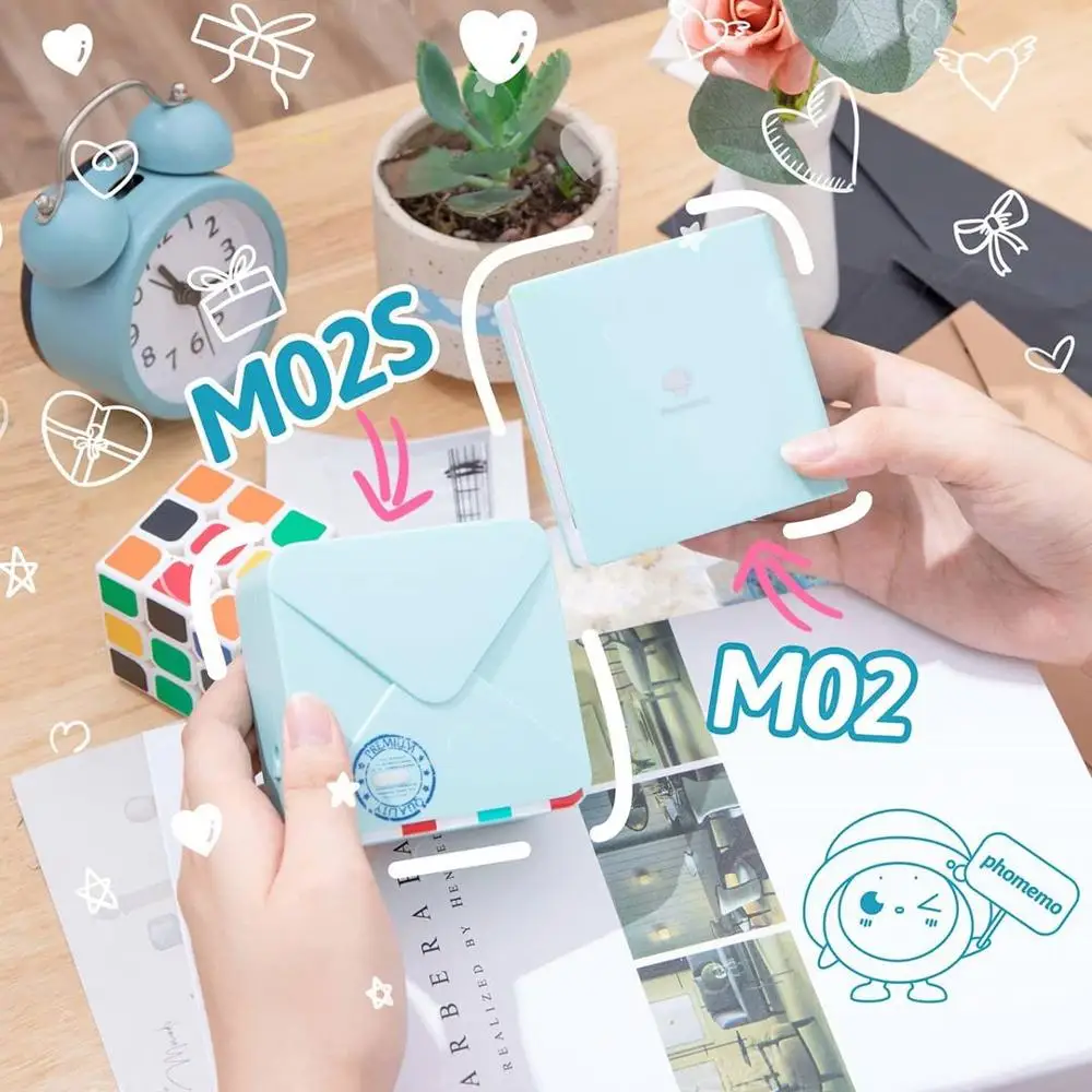 Карманный мини-принтер Phomemo M02/M02S Bluetooth беспроводной портативный термопринтер