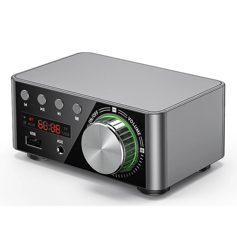 HIFI Bluetooth 5,0 цифровой усилитель мощности аудио Плата 50WX2 стерео усилитель Amplificador домашний кинотеатр USB TF карта плеер - Цвет: Silver