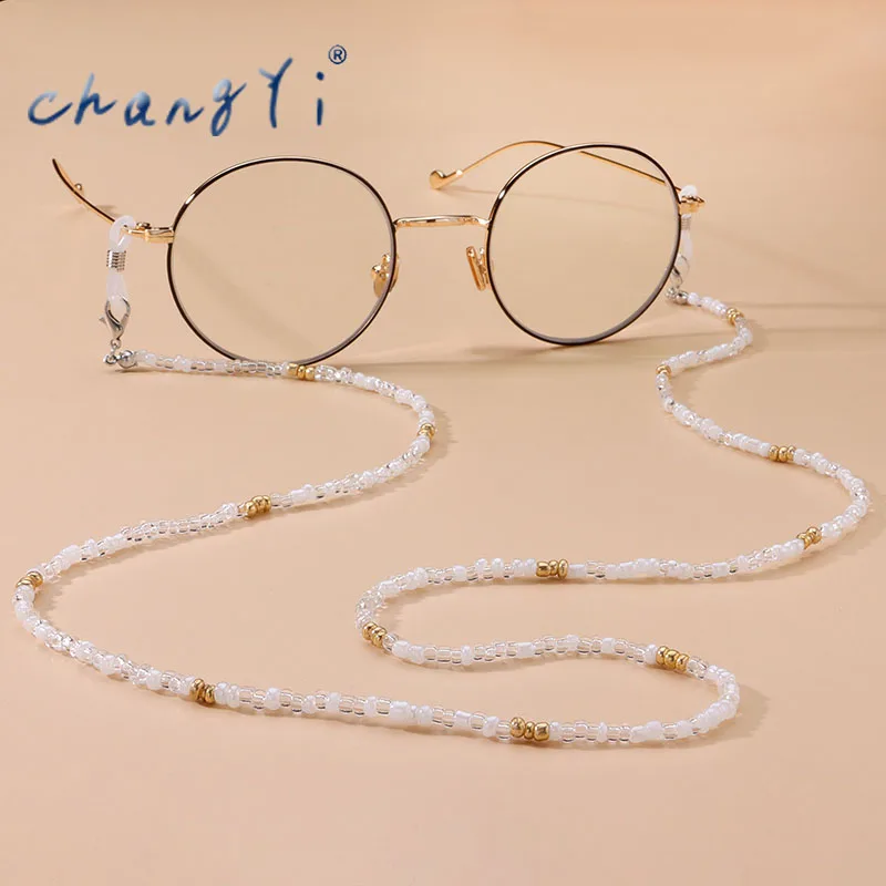 Changyi Bohemia 2021 Trend Beads Glasses Hanging Chain Sunglasses Lady Pearl Mask Chain Fashion Jewelry Nonslip Metal Chain