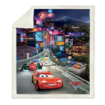 

Disney Lightning McQueen Cars Soft Sleeping Blanket Throw Sherpa Backing Kids Girls Boys for Christmas Gift on Bed Sofa