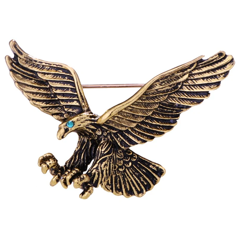 Men's Vintage Antique Silver Color Jewelry Flying Eagle Brooches Men Boys Suit Scarf Domineering Pins Birthday Party Gift | Украшения и