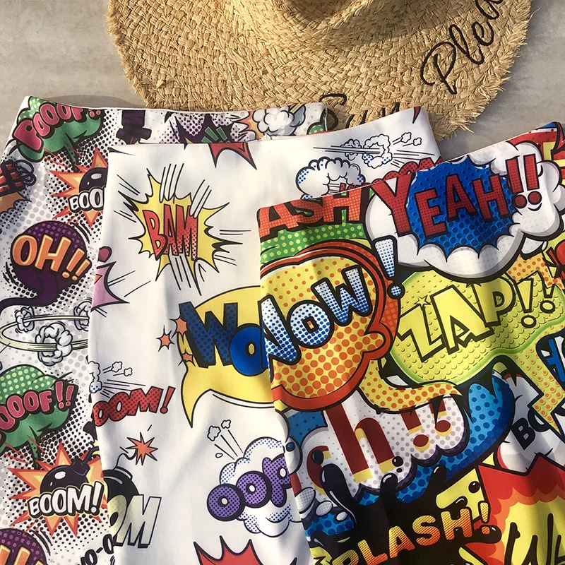 Women Skirts Cartoon Printing High Waist Pencil Skirts Graffitic Funny Bodycon Cotton Skirts Streewear