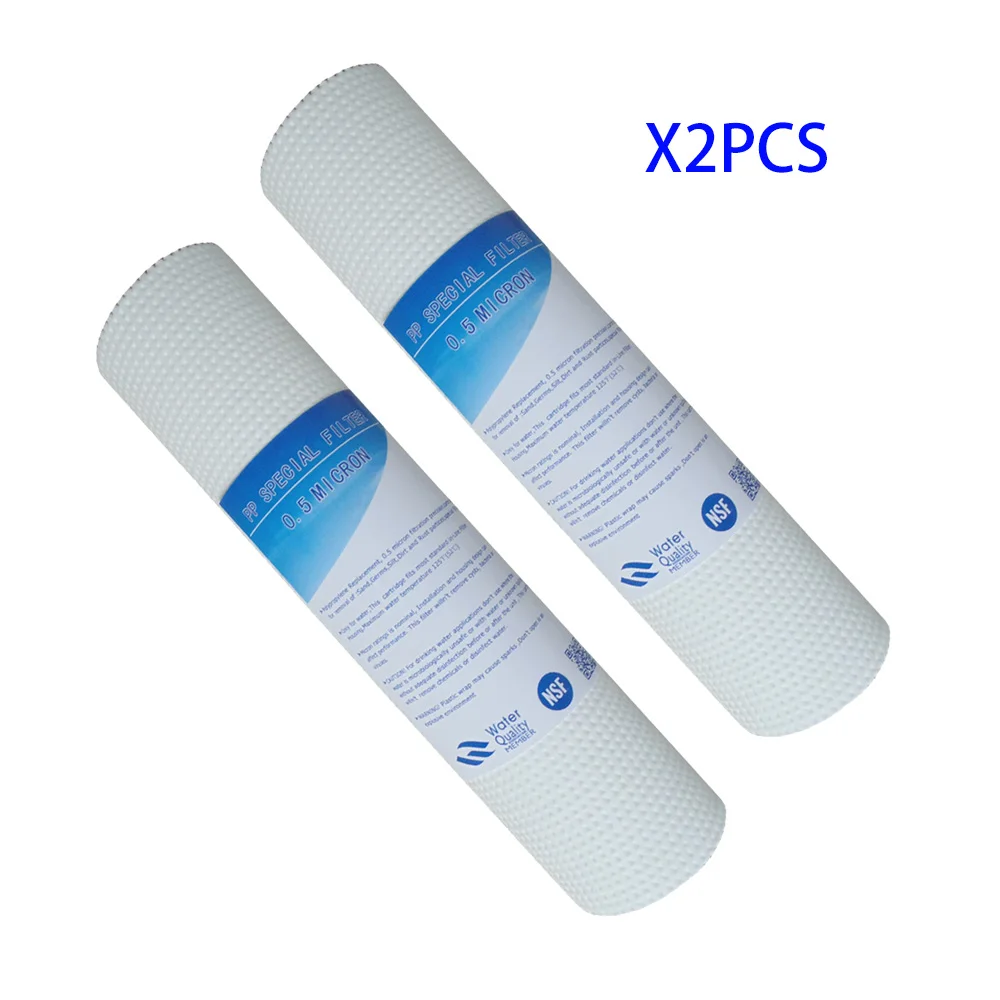 2pcs 10 Inch PP Cotton Acupuncture 0.5 Micron Sediment Filter Water Purifier Common Front Filter Cartridge Aquarium water filter
