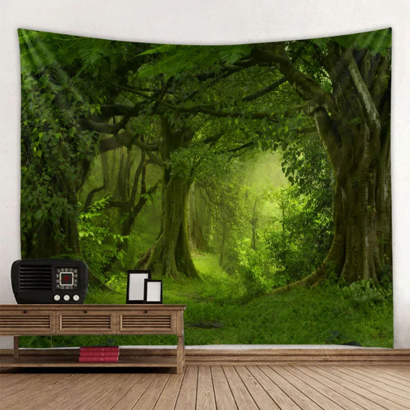 Jungle Tapestry Natural Forest Wall Hanging Hippie Bohemian Mandala Wall Art Home Decor 8 Sizes