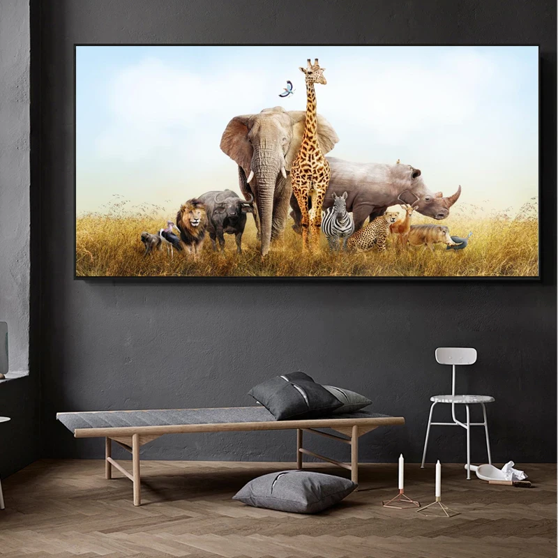 Zoo Animal Art Elephant Lion Zebra