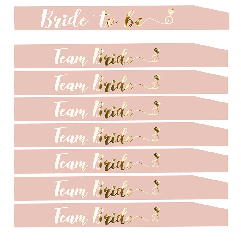 Pink Bride To Be Satin Ribbon Sash Team Bride Vintage Wedding Bridal Shower Bachelorette Party Hen Night Decor Supplies TB11 (2)