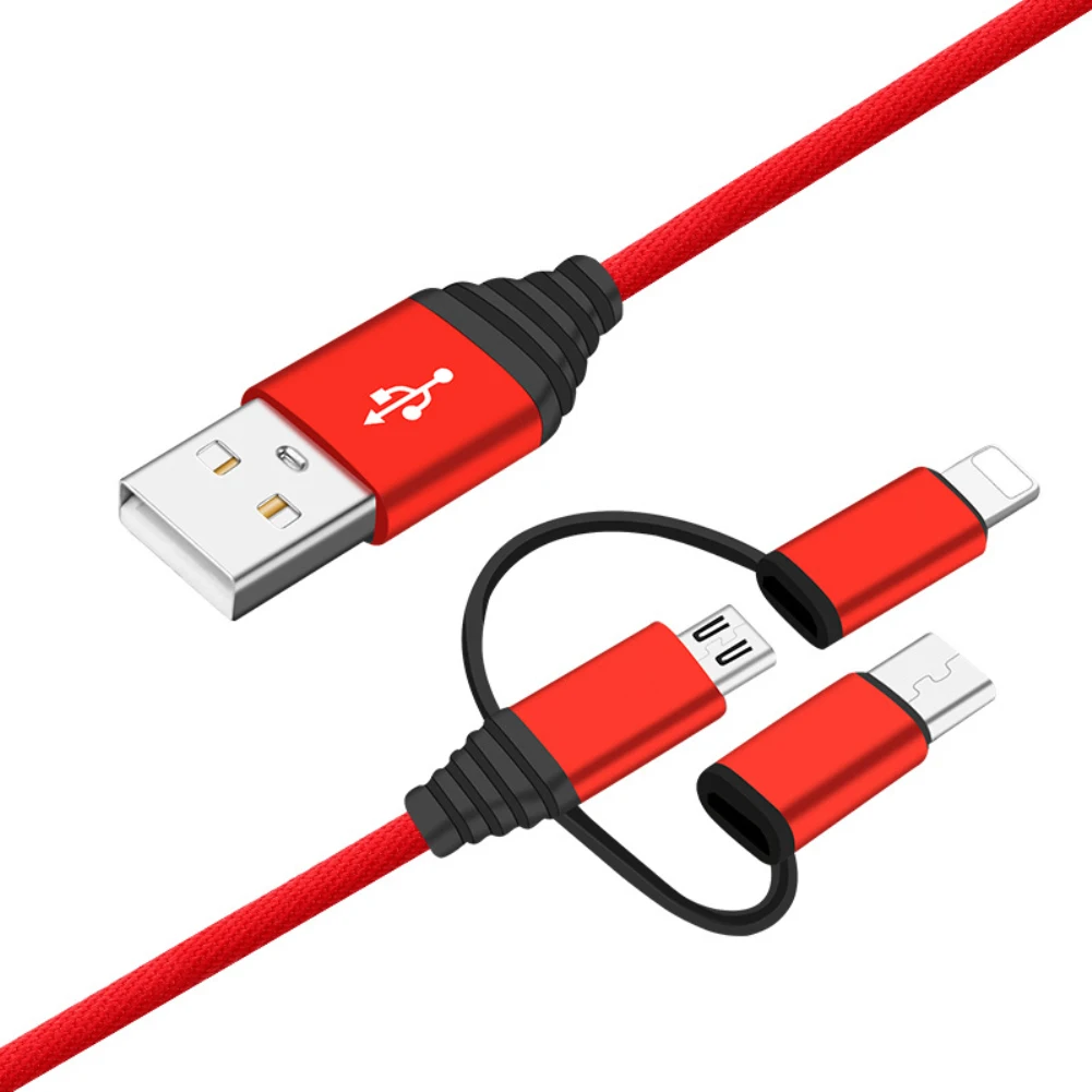 3 в 1 mi cro USB кабель для Xiaomi mi 9 samsung S10 9 8 huawei зарядное устройство для Android мобильного телефона type C зарядный кабель - Цвет: Красный