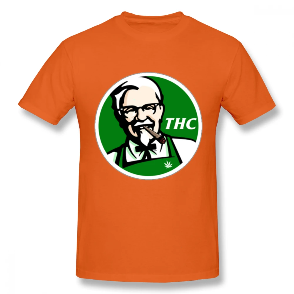 One yona аниме для мужчин KFC пародия THC травка футболка Забавный Уникальный дизайн круглый воротник для мужчин футболки - Цвет: Orange