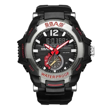 

Electronic Watch Alarm Clock Dual Display Waterproof Metal Frame Silicone Men's Watches