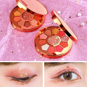 

Shiny Matte Eye Shadow Palette Waterproof Anti-fouling Long-lasting Easy Dyeing Portable Petal-shaped High-light Eye Shadow
