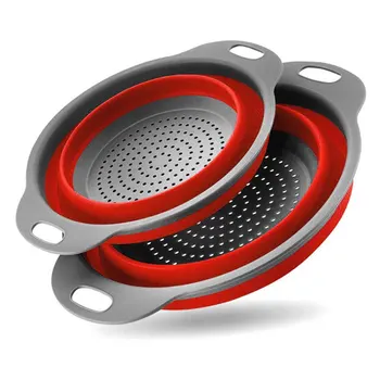 

Amazon Hot Selling Circle Water Draining Washing Vegetable Basket Foldable Filter Basket Storage Fruit Basket Kitchen Supplies C