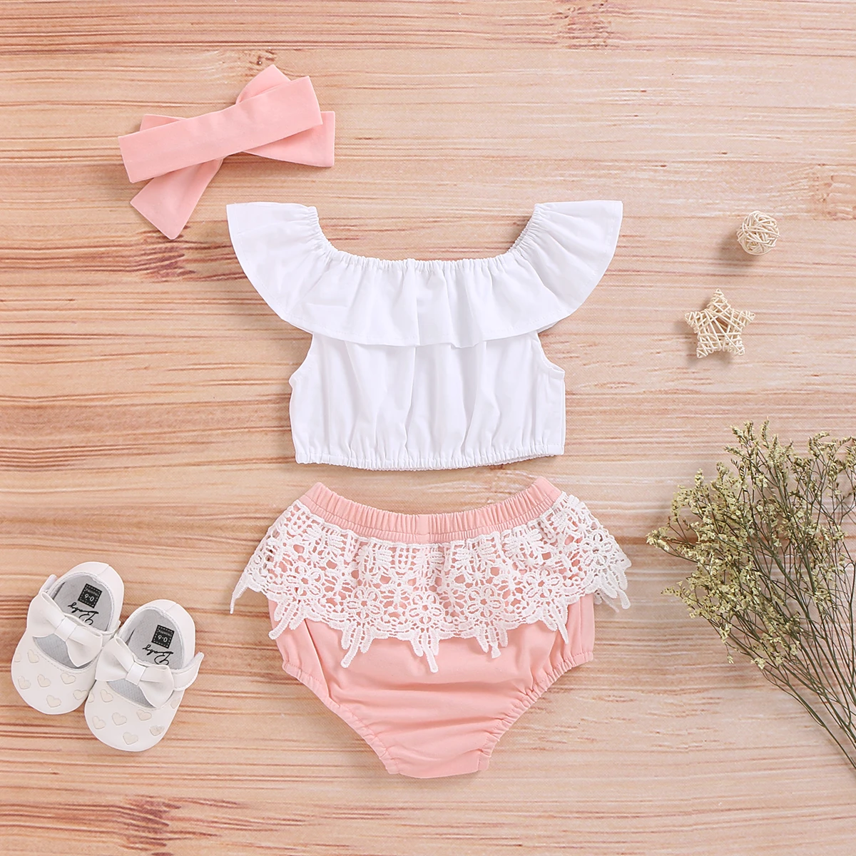 Material barato con envío gratis recién nacido bebé niña ropa 0 3 meses  blanco Top sin mangas y pantalones cortos de color rosa niño niña  traje|Peleles| - AliExpress