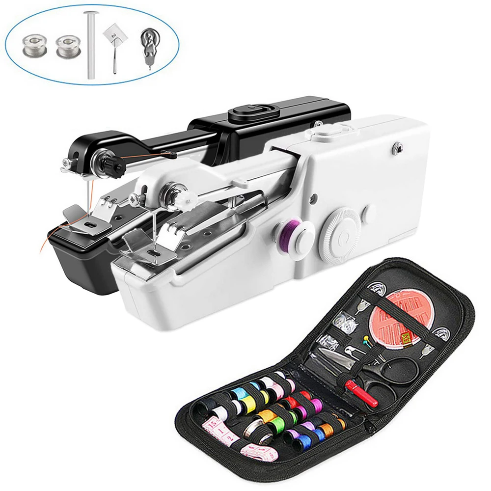 Anpro Portable Mini Hand Sewing Machine Household Cordless Electric Stitch Needlework Set for Quick Repairs DIY Clothes Stitchin