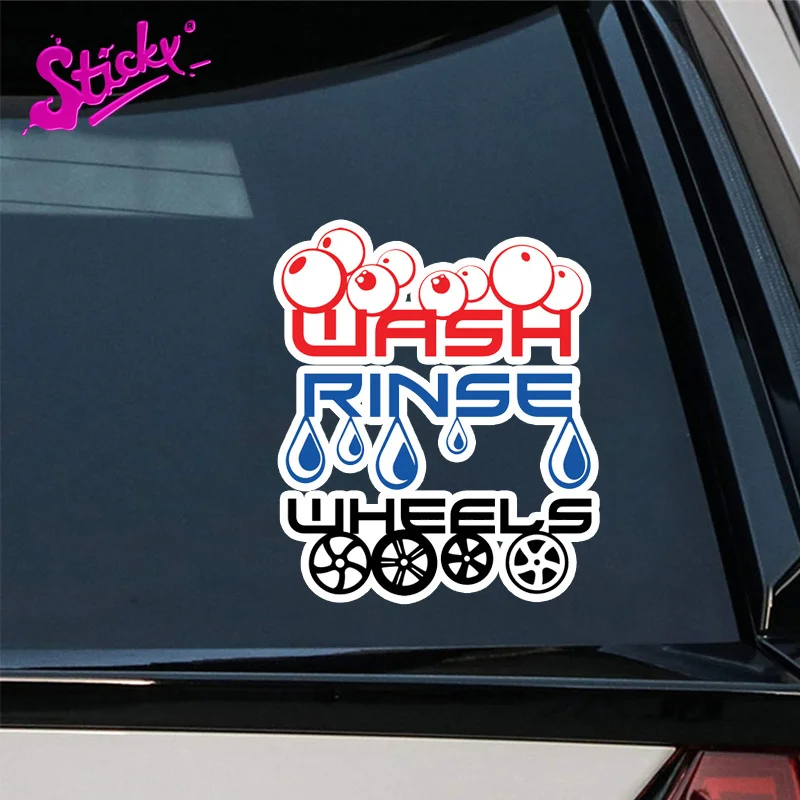 

STICKY Car Detailing Wash Rinse & Wheels Car Window Bucket Stickers Valeting Cleaning Decals Stickers Waterproof