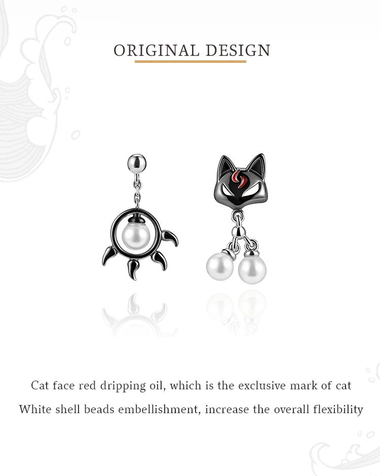 Black Cat & Paw Drop Pearl Earring Hdf3cded0ba2a4f70948c06806f4ab85dw