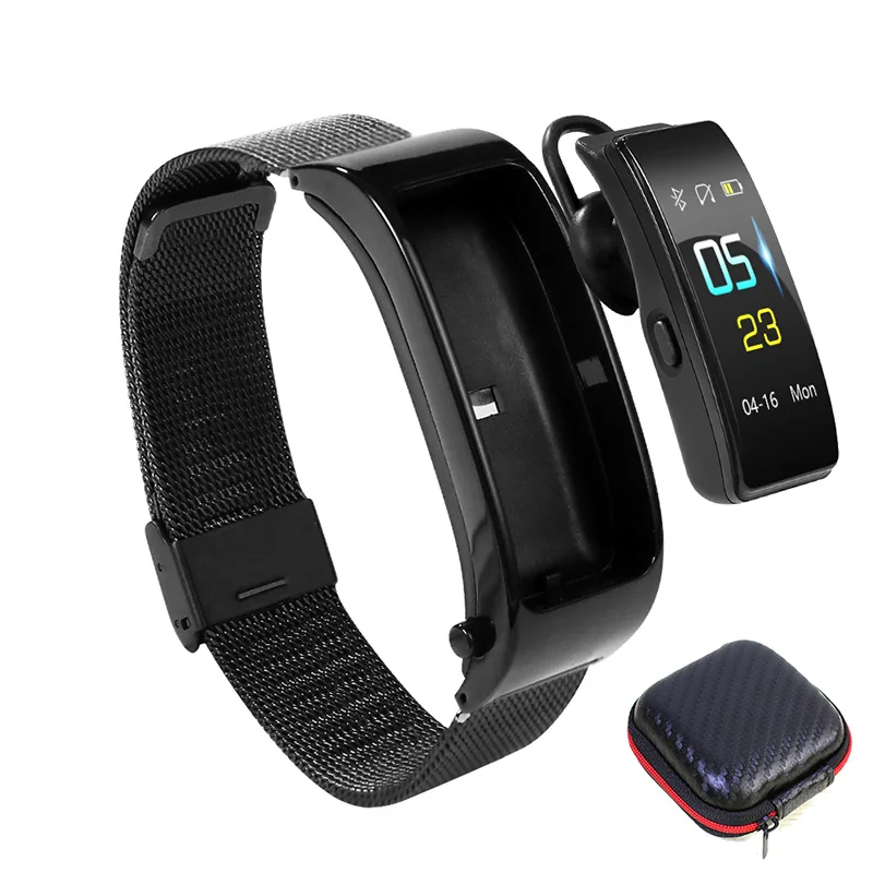 Bluetooth беспроводные наушники Y5 Смарт-часы гарнитура с пульсометром браслет монитор артериального давления Шагомер Смарт-браслет - Цвет: Black box