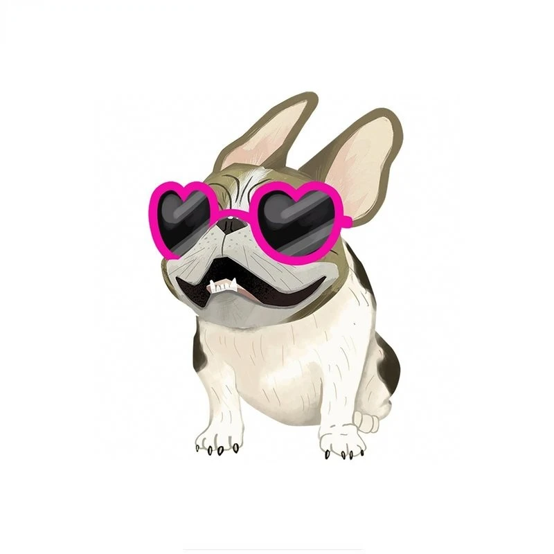 

A-0381 French Bulldog with Sunglasses Modeling Popular Car Stickers PVC Auto Motorcycle Sunscreen Waterproof Creativity Decals