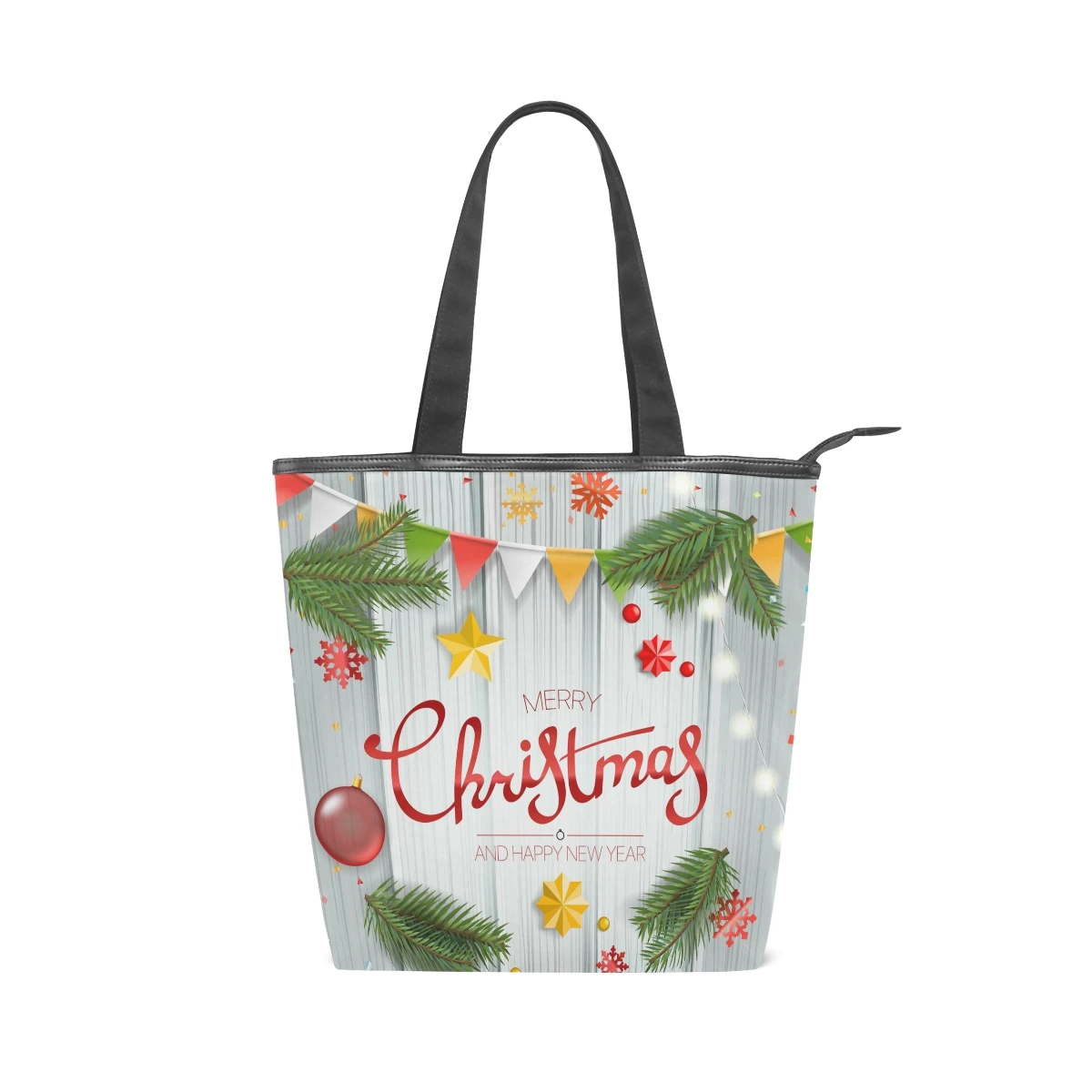 

ALAZA New Women's bags Canvas Fashion girl Merry Christmas Bag Simple Shopping Handbag Printing Female Casual Tote Big Beach Bag