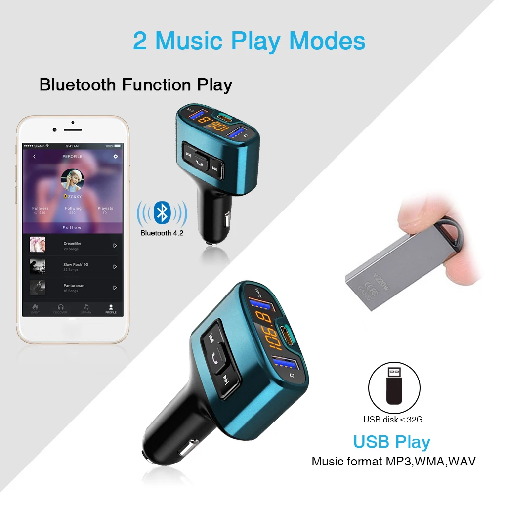 Автомобильный MP3-плеер беспроводной Bluetooth fm-передатчик модулятор HandsFree car Kit 5V 3A USB для телефона