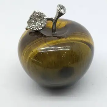 

2'' Tiger-Eye Stone Natural Crystal Apple Figurine Specimen Table Decor Gift