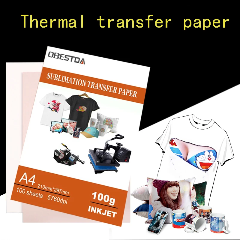 Papel de transferencia térmica A4 A3, utilizado para transferir camisetas de algodón de poliéster, telas de cojín, telas, fundas para teléfonos móviles