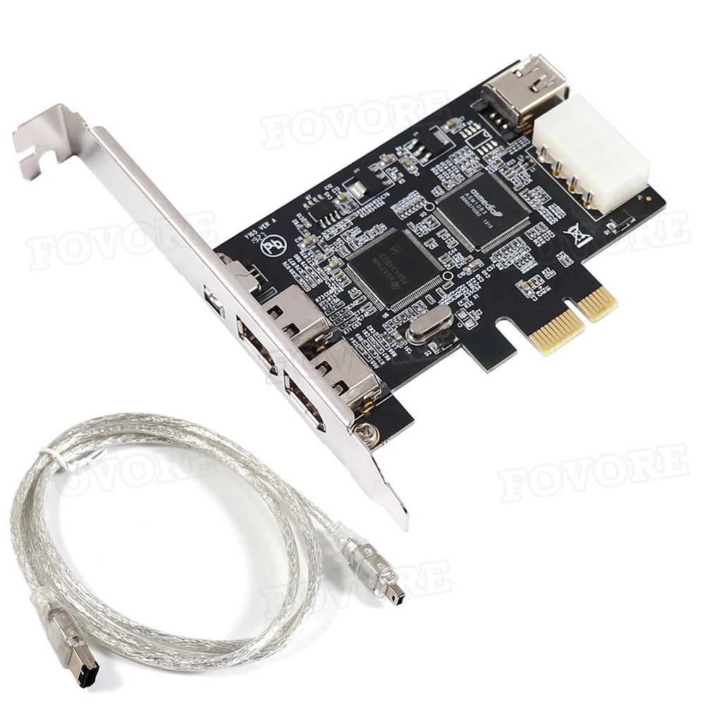 PCI-e 1X IEEE 1394A 4 Port(3+1) Firewire Card Adapter 1 Set With 6 Pin To 4 Pin IEEE 1394 Cable For Desktop, ssd adapter card,pcie adapter card,pcie expansion card,pcie usb adapter card