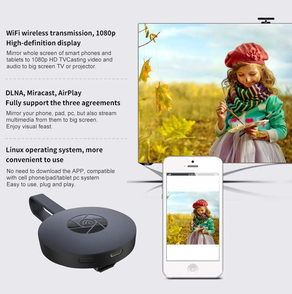MiraScreen G2A ТВ палка беспроводной HDMI WiFi ключ Дисплей приемник 2 4 ГГц 1080P с Miracast Airplay DLNA