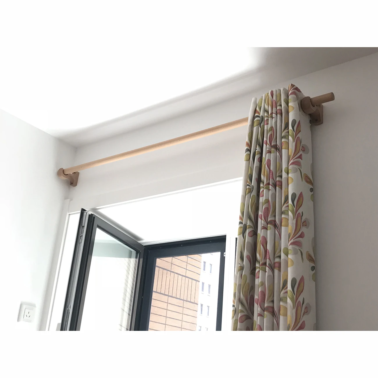 Natural Beech Curtain Rod Solid Wood Roman Rod Japanese Wooden Curtain Track Bracket Rings Accessories Home Decor
