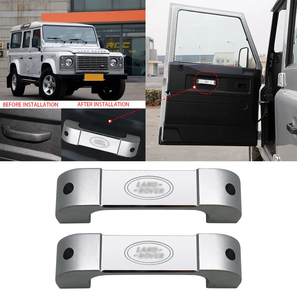 

Car Interior black Aluminum Alloy Grab Door Handle Cover Trim for Land Rover Defender 110 90 2007-2016 Car Accessories