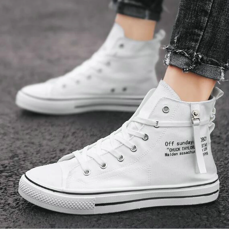 Белые высокие кроссовки мужские дизайнерские с буквенным принтом Модная высокая