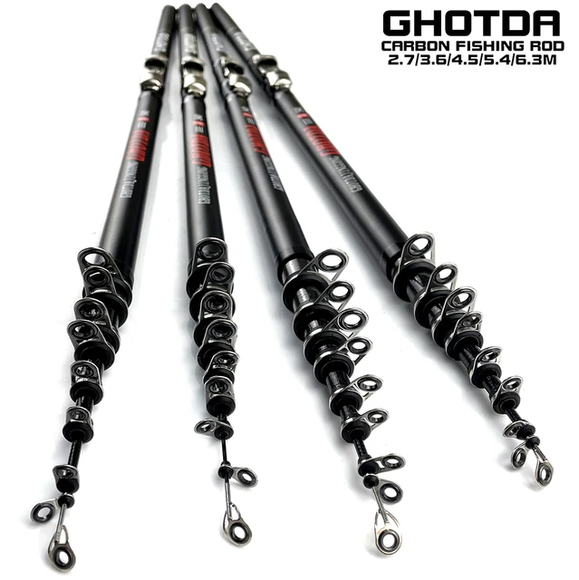 GHOTDA Outdoor Portable Spinning Rod Super Hard Carbon Fiber Telescopic  Fishing Pole 2.7m/3.6m/