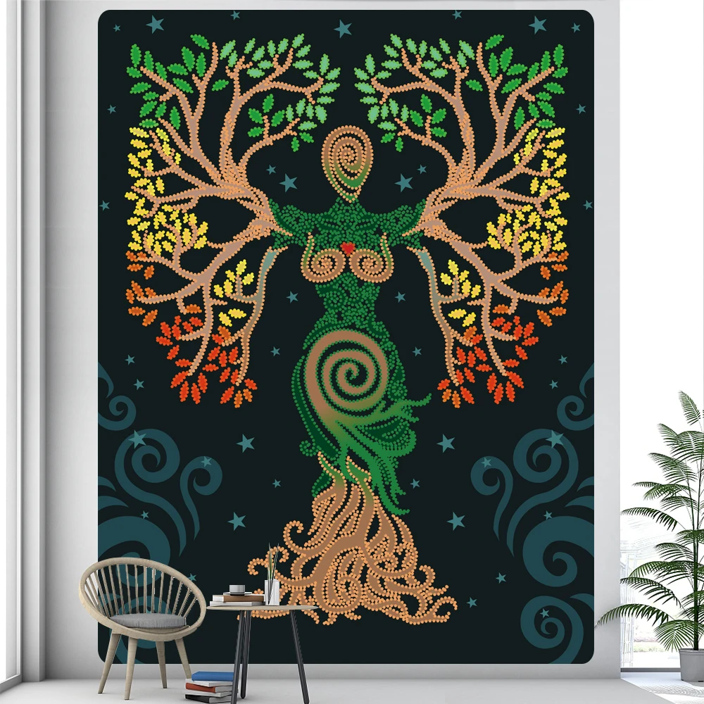 Tapiz con Diseño de Árbol de la Vida para Decoración del Hogar, Esterilla de Yoga Bohemia de Gran Tamaño, Sábana Hippie, Manta Artístico de Sofá