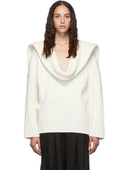 

2020 Spring White Wool Sweater Women Pullover Knitted Sweaters Fashion Long Sleeve Casual Jumpers Tops
