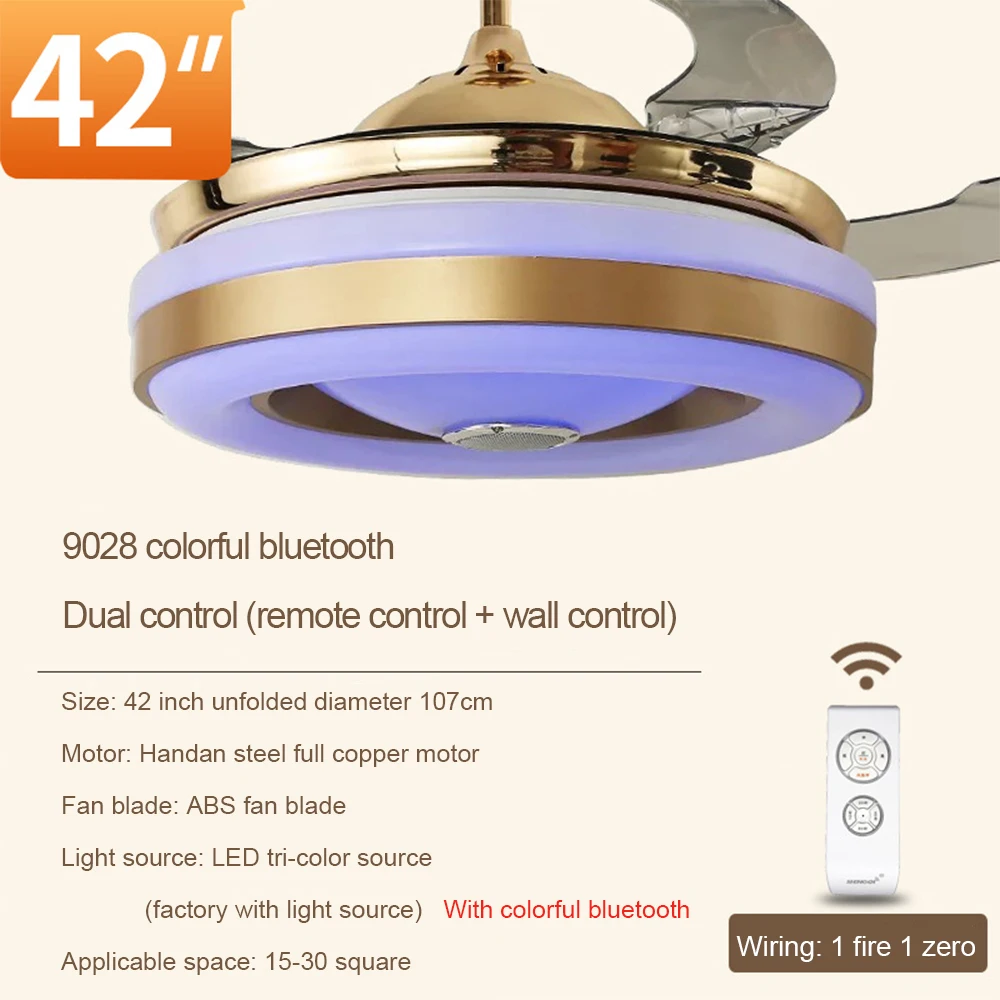 double control Двойное кольцо Bluetooth Музыка Светодиодный потолочный вентилятор лампа телефон приложение с подсветкой дистанционное управление Поющие вентиляторы для ресторана детская комната - Цвет лезвия: double control
