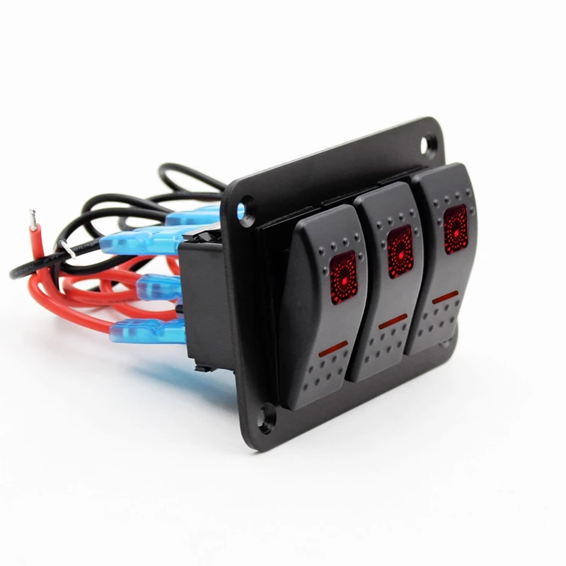 12 V-24 V 3 Gang красный кулисный переключатель Панель автомат защити цепи лодка морской Водонепроницаемый