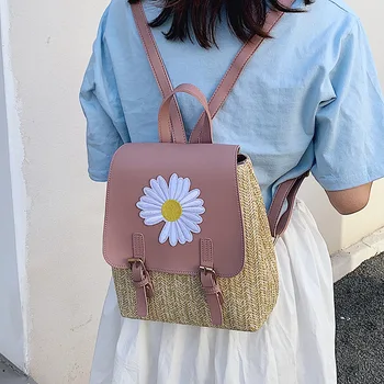

2020 Weaving Small Backpack Female Backpack 2020 nian New Style Fashion School Bag Women INS Wind Fashion Fashion Stream Straw