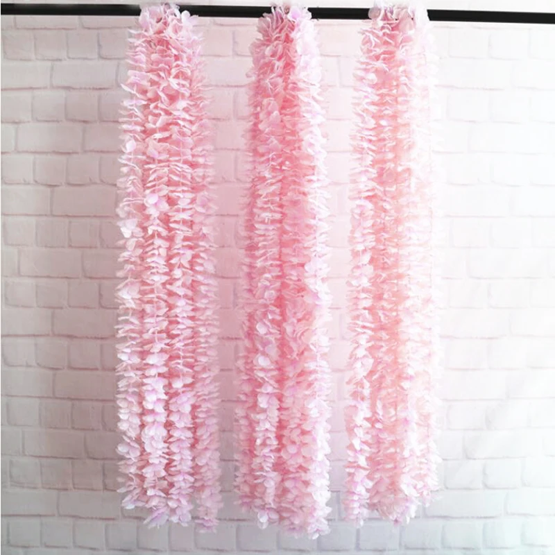 1m Artificial Flower Vines Silk Hydrangea Rattan Fake Wisteria Flowers DIY Wedding Arch Home Decor Wall Hanging Backdrop Flowers