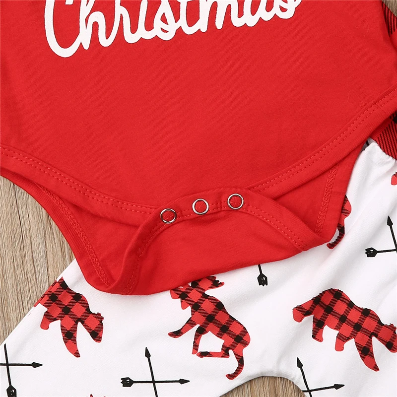 Новинка года, детский Ромпер брюки с надписью «My First Christmas» для маленьких девочек и мальчиков комплект со шляпой Рождественский комплект, осенне-зимняя одежда для детей возрастом от 0 до 18 месяцев