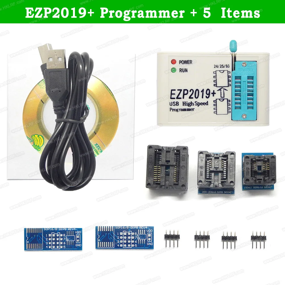 EZP2019+ высокоскоростной USB SPI программатор поддержка 24 25 26 93 EEPROM 25 Flash биос+ 6 адаптеров с адаптером 1,8 в