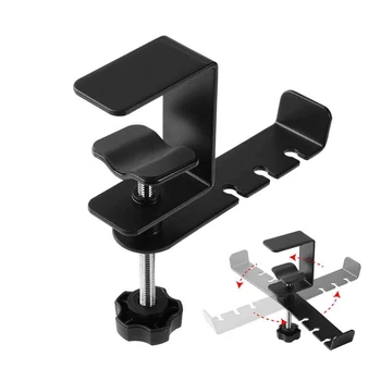 

360 Degree Rotary Holder Table Office Clip Design Adjustable Accessories Home Metal Hook Headphone Bracket Bag Hanger Practical
