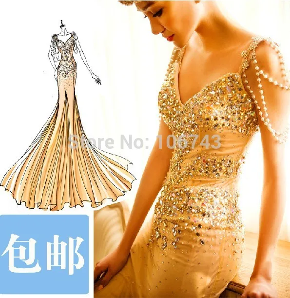 Robe de soiree, новинка, жемчужное платье, длинное, сексуальное, золотое, длинное, роскошное, с кристаллами, торжественное платье для выпускного вечера, платья для матери невесты