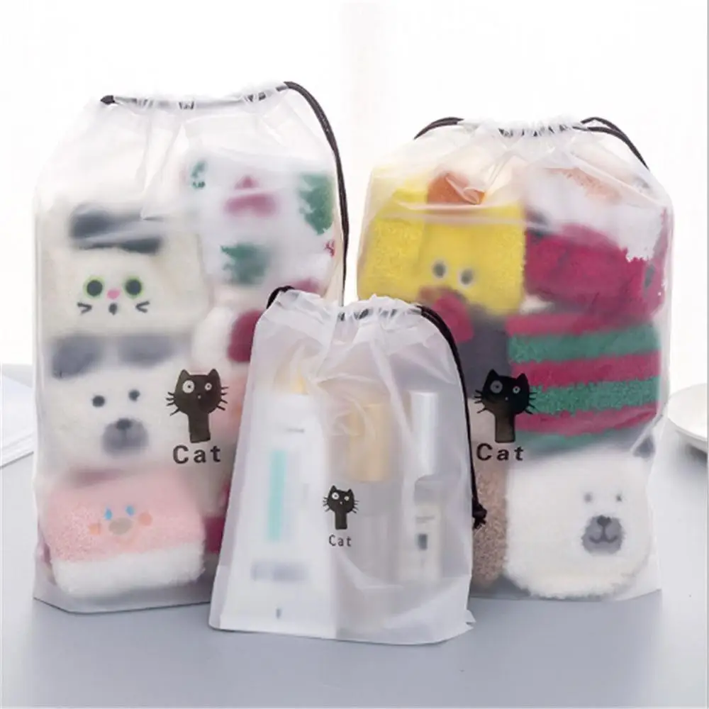 

Cartoon Black Cat Pattern Drawstring Bag Mesh Travel Make-Up Organizer Drawstring Tote Bag Yoga Drawstring Bags