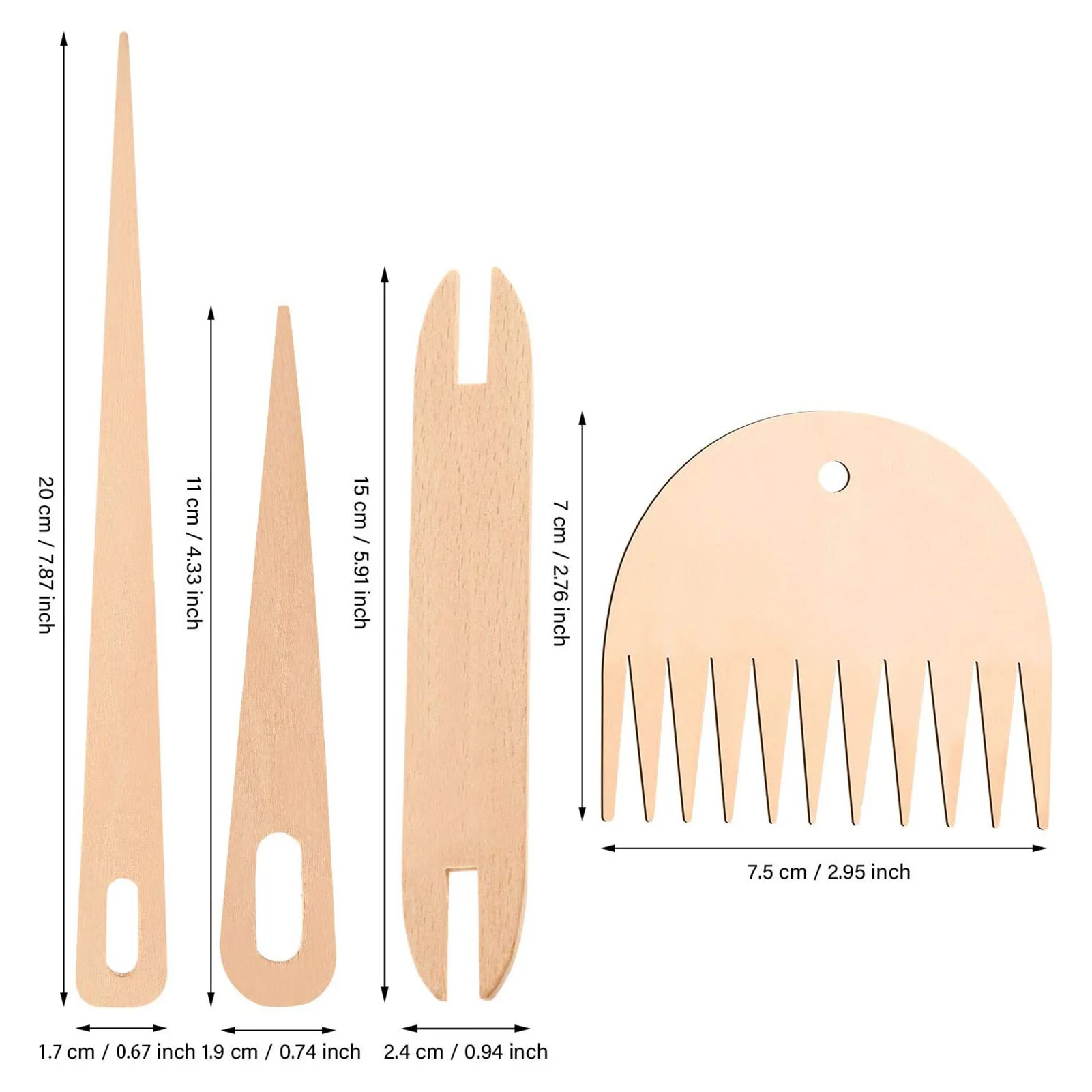 7pcs/set Wood Weaving Shuttle Crochet Needle Hand Loom Stick Tapestry Knitting DIY Craft Tools Wood Loom Comb Braided Tools