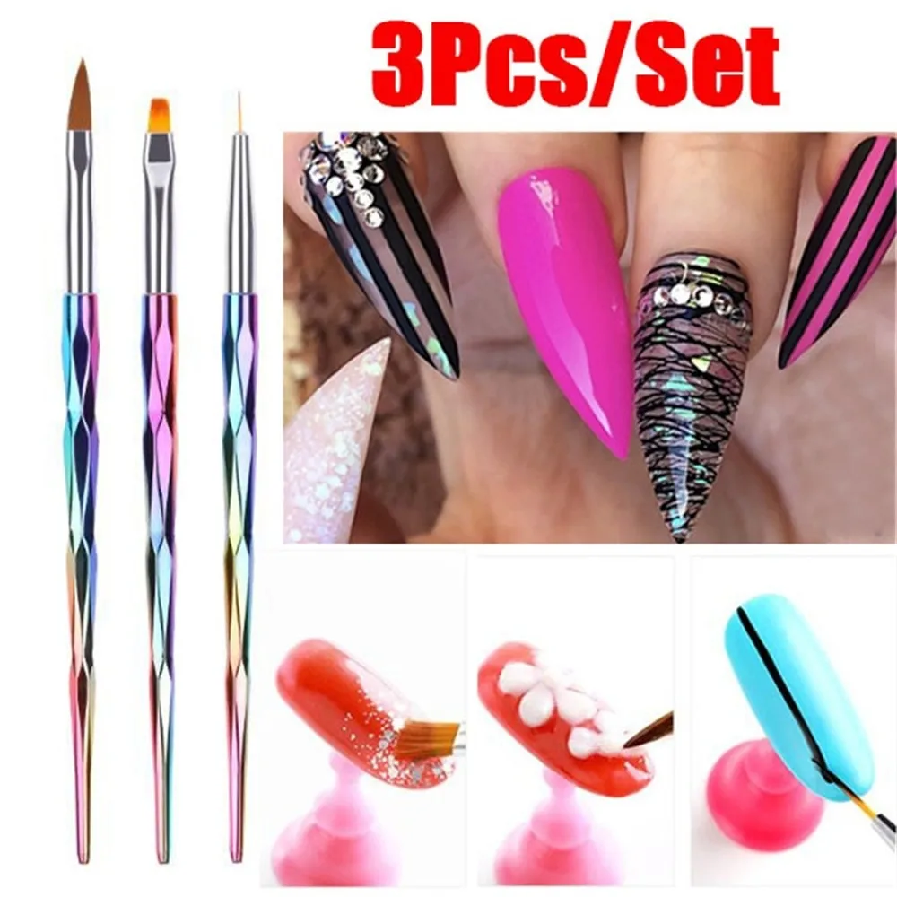 3 шт./компл. лазера градиент противоскользящая ручка Nail Art Кисти для маникюра гель щетка для Градиент для Гель-лак для ногтей для рисования