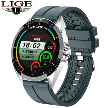 

LIGE Men Smart watch Full Round Touch Screen Blood Pressure Monitor Weather Display bluetooth Smart Watch Women for Android IOS